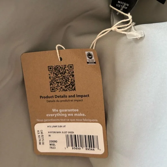 NWT Patagonia Lunar Dusk Jacket in Winter Bark Sleet Green